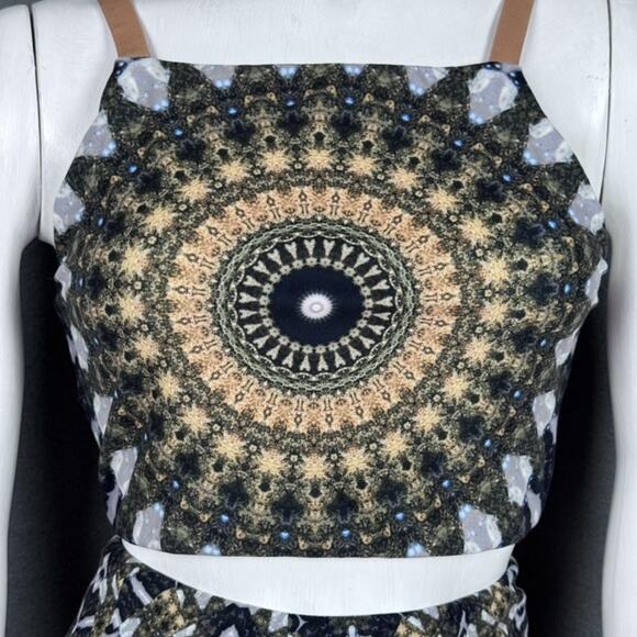 Wolven Athletic Set Womens Medium Mandala Crop Top High Waist Leggings Yoga - Picture 9 of 14